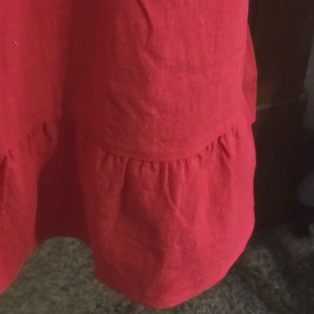 Kirundo Split Neck Sleeveless Embroidered Ruffle Hem Dress Red Size M - Picture 7 of 12